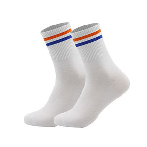 White Crew <b>Socks</b> With Yellow Stripes Breathable Cotton Adult Basketball Sports <b>Socks</b> Summer Regular Fit - Product Image 2