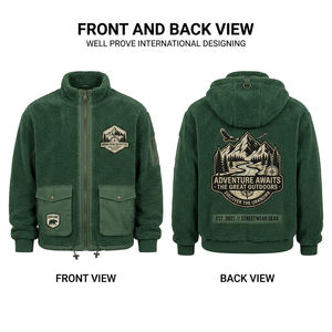 Chaqueta Premium de Forro Polar Transpirable de 350 GSM con Cuello Vuelto y Cierre de Cremallera para Otoño, Estilo Sherpa con Bolsillos Cargo - Product Image 5