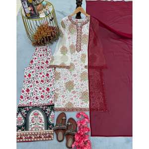 Ensemble haut et dupatta pour femmes, vêtements de soirée, haut plazzo élégant avec des embellissements élégants - Product Image 3