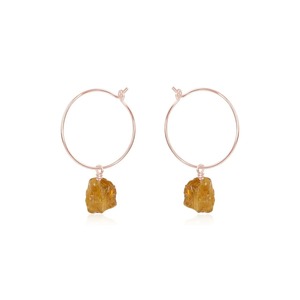 Pendientes de Aro de Citrino Natural Hechos a Mano, Chapados en Rodio, de 8-10mm, con Piedras Preciosas Naturales, Pendientes Colgantes Clásicos, Joyería de Piedra de Nacimiento, Regalo para Ella - Product Image 3