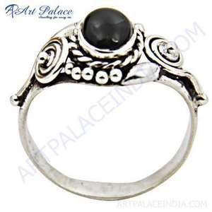 Bague de fête en argent sterling 925 avec pierre précieuse d'onyx noir de créateur pour les nouveautés de fête - Product Image 1