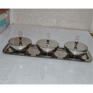 Juego de tarros de acero inoxidable para encurtidos con bandeja y tapas, recipiente de lujo para condimentos, especias y azucarero para hoteles y restaurantes. - Product Image 4