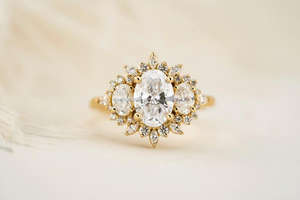 IGI/GIA Lab Grown Vintage 14k or blanc mariage/bague de fiançailles diamant taille ovale unisexe parfait anniversaire et cadeau de fête - Product Image 2