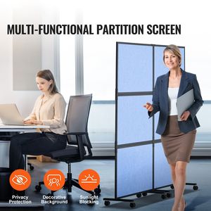 Divisorio per Ufficio a 2 Pannelli Autoportante, Parete Divisoria Ignifuga per la Privacy e la Riduzione del Rumore - Product Image 2