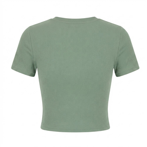 เสื้อครอปท็อปผู้หญิงผ้าโพลีเอสเตอร์พิมพ์ลายคุณภาพสูง ขายส่งเสื้อครอปท็อปฤดูร้อนสำหรับผู้หญิง - Product Image 3