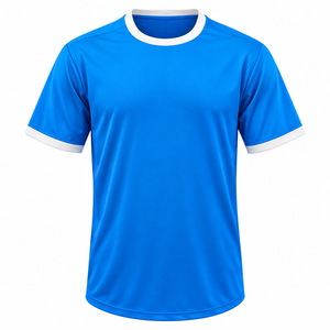 Camiseta Deportiva Personalizada de Fútbol para Hombre, Azul, Manga Corta, Transpirable, de Poliéster - Product Image 1