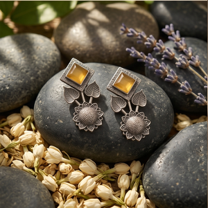 Pendientes de Girasol con Piedras Amarillas DIVYORO - Product Image 4