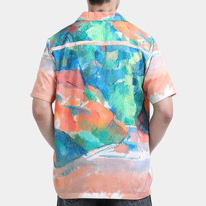 เสื้อเชิ้ตฮาวายแขนสั้นพิมพ์ลายแบบนามธรรมสำหรับผู้ชาย ปกคอพับได้ ระบายอากาศได้ดี เหมาะสำหรับใส่ในช่วงวันหยุดฤดูร้อน ผลิตจากผ้าป๊อปลินโพลีเอสเตอร์ 100% - Product Image 3