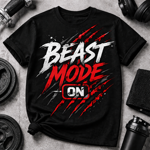 Camiseta Deportiva Personalizada con Estampado Gráfico 'Beast Mode', Unisex, de Algodón, Manga Corta, para Gimnasio, Venta al Por Mayor, OEM, ODM - Product Image 1