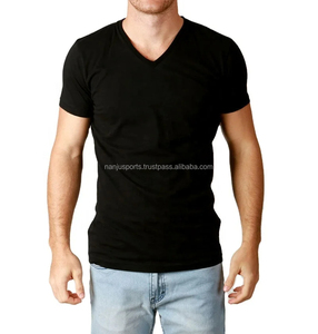 Gran oferta, Camiseta con cuello en V para hombre, camisetas ajustadas para Fitness, culturismo, estampado personalizado, manga corta, verano, calle, Hip Hop, 100% algodón - Product Image 4