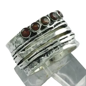 โกเมนหินที่ทำด้วยมือการออกแบบความงาม925แหวนเงินผู้ค้าส่งอินเดีย