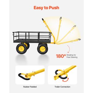 Chariot de jardin en acier robuste de 1200 lb, remorque utilitaire traînante pour cour - Product Image 6