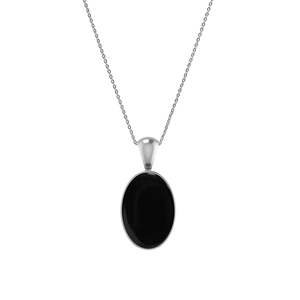 Colgante y Amuleto de Ónix Negro Chapado en Plata Premium con Corte Cabujón en Forma de Pera, Marquesa y Oval en Engaste de Bisel de Lujo - Product Image 2