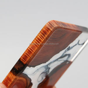 Vente flash : Ensemble de sous-verres en bois et résine avec support, design carré et rond, sous-verres à thé en résine à motifs naturels, faits à la main - Product Image 3