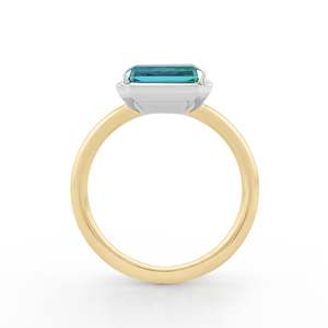 Emerald Cut Topaz Ring Rhodium Plated Prong Setting Women's Classic Engagement Gemstone Ring - Product Image 4