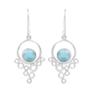 New Geometric <b>Fine</b> <b>Earrings</b> S925 Sterling Silver Natural Larimar Bezel Setting Bohemia Style Women's Everyday Wear <b>Fine</b> Jewelry - Product Image 1