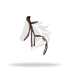 Bridon d'équitation anglais SPORT COLOR FIGURE 8 avec sangle de nez, surpiqûres fantaisie, taille complète, pour le confort du cheval - Product Image 1