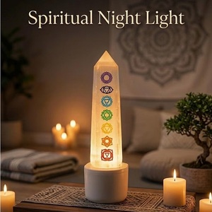 Selenite โคมไฟกลางคืน Agate เจ็ดจักระ reiki การแก้ไข Vastu บ้านร้อนการกำจัดพลังงานเชิงลบรักสำหรับการรักษา - Product Image 1