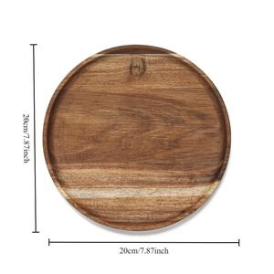 Bandeja redonda de madera para servir, bandeja rústica para desayuno o aperitivos, bandeja de madera multiusos, bandeja de madera para servir comida - Product Image 3