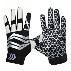 Guantes de Fútbol Americano de Primera Clase en Blanco y Negro para Hombre y Mujer, Diseño Antideslizante de Silicona, Hechos de Cuero de Alta Calidad - Product Image 1