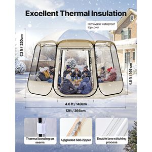 Tenda a Bolla Pop-up 12 x 11,1 piedi, Impermeabile e Resistente ai Raggi UV, Trasparente, per Campeggio, Giardino, Igloo - Product Image 5