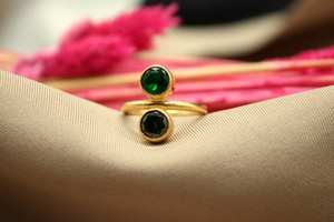 Anillo de Plata de Ley 925 con Peridoto y Esmeralda, Hecho a Mano, Joyería de Moda, Regalo de Navidad para Mujer - Product Image 4