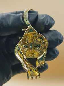 Colgante de Cabeza de Tigre para Hombre con Moissanita, Certificado GCI e IDGL, Engaste de Garra, Plata de Ley 925 Chapada en Oro, para Amantes de los Animales - Product Image 2