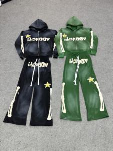 Wary Graues Hoodie- und Hosen-Set Herren Lässiges Übergroßes Sweatshirt-Outfit French Terry Baumwolle Herbstbekleidung - Product Image 3