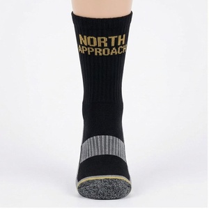 North Approach Crew <b>Socks</b> <b>Black</b> Gold Logo Hiking Outdoor Breathable Adults Autumn - Product Image 1