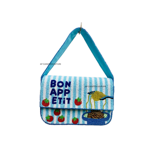 Bolso de Hombro Amarillo con Cuentas de Paja para Mujer, Bordado con Estampado Animal Negro, Cierre de Lona Hecho a Mano, Bolso Multifuncional para Mujer - Product Image 6