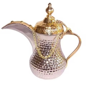 Jarra de café árabe Dallah de acero inoxidable plateado, elegante dispensador curvo para buffet comercial y catering de hostelería - Product Image 5