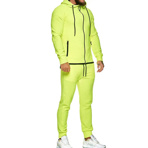Chándal con Capucha para Hombre, Verde Neón, Cierre Completo, Color Sólido, Transpirable, Informal, con Bolsillos Laterales, Corte Regular, Estilo Primavera 2026 - Product Image 6