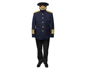 Traje Azul Marino para Hombre con Bordado Dorado, Cuello Mao, Cierre de un Botón, Estilo Británico, Ropa Formal - Product Image 1