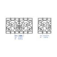 Panneau de balustrade de balcon orné motif marguerite en fonte, grille florale, garde-corps de villa de luxe, balustrade botanique symétrique