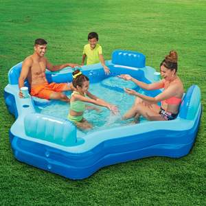 Blu Deluxe Comfort 4 posti quadrato piscina per famiglie di età compresa tra 6 anni e fino a strutture gonfiabili per il divertimento acquatico - Product Image 2