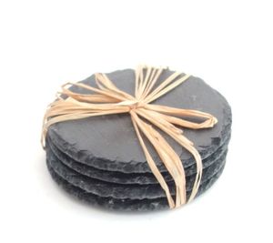 Marble Coffee Table Set Durable Movable Black Slate Coaster <b>Furniture</b> for Home Decor for Living Room Dining and Kitchen Use - Product Image 1