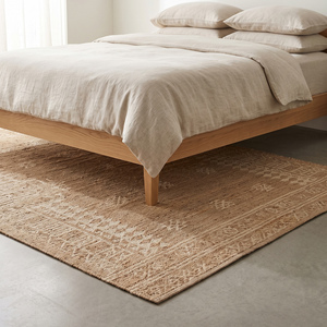 Handcrafted Natural Jute Rug Beige <b>Cream</b> Geometric Border Flatweave Area Carpet Modern Anti-Slip Fringed Edges Home Decor - Product Image 4