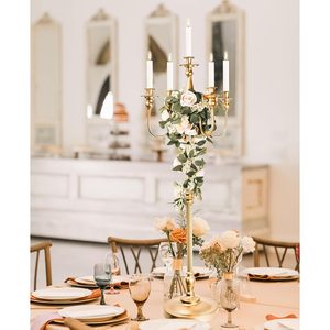 <b>Tall</b> 5 Arm Candelabra Candle Holder for Wedding Centerpiece Gold Metal Candle Stand for Dining <b>Table</b> Home Decor Events - Product Image 2