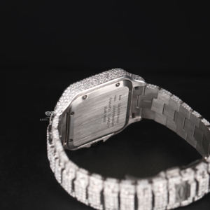 Montre-bracelet automatique pour homme en acier inoxydable, cadran arabe, entièrement sertie de diamants Moissanite de haute qualité, ton blanc, style Hip Hop - Product Image 4