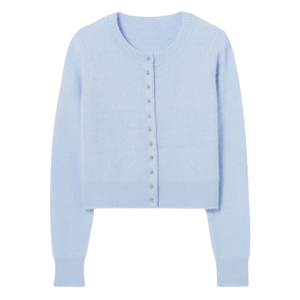 Cardigan en tricot brossé pour femme, nouvelle collection hiver, décontracté et élégant, col en V, minimaliste, superposé, décoratif, en laine/cachemire - Product Image 1