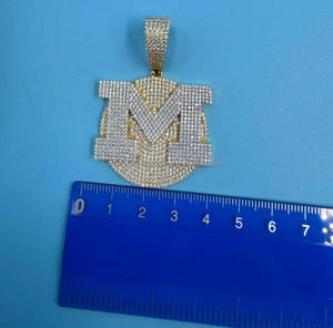Collier pour homme avec pendentif personnalisé lettre M, serti de diamants de laboratoire, plaqué or, style hip-hop, bijoux bling-bling - Product Image 5