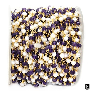 Amethyst Pearl Gemstone <b>Rosary</b> Faceted <b>Bead</b> Chain Bulk Roll for Jewelry Making Finding Pearl Bracelet Gifts Necklaces Jewels DIY - Product Image 3