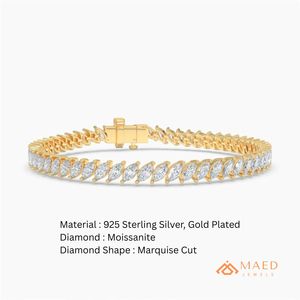 กำไลข้อมือเทนนิสโมอิสซาไนต์ชุบทอง 18K สร้อยข้อมือแบบโซ่เส้นเล็ก เครื่องประดับแฟชั่นสำหรับผู้หญิง สไตล์หรูหราทันสมัยแบบนิวยอร์กซิตี้ - Product Image 6