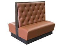 Banc de restaurant double commercial rembourré en vinyle avec base en bois |   Banquette rembourrée sur mesure pour café et hôtel