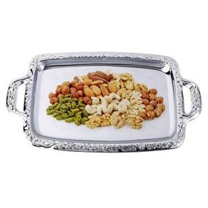Silver Plated <b>Serving</b> <b>Tray</b> With Handles Polished Metal Finish For Food Contact Residential Use Solid Pattern - Product Image 1