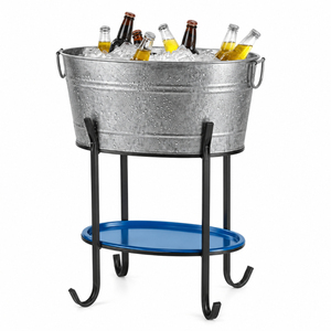Wholesale Large Galvanized Beverage Tub with Metal Stand Outdoor Party <b>Drink</b> <b>Cooler</b> & Oval Wine Ice Bucket Metal <b>Drink</b> Chiller - Product Image 6