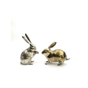 Contemporary aluminium bunny <b>statue</b> artistic wildlife sculpture metallic decorative feature for elegant living interiors - Product Image 2