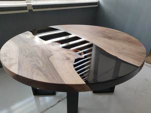 <b>Black</b> Epoxy <b>Table</b> Wooden Accent <b>Table</b> <b>Round</b> <b>Side</b> <b>Table</b> Handmade Furniture Live Edge <b>Table</b> Rustic Modern <b>Table</b> Natural Wood - Product Image 1
