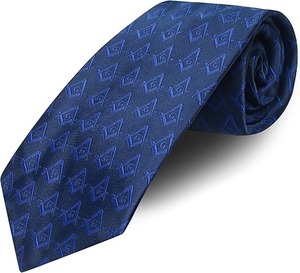 Corbata de seda tejida a mano para masónicos de la francmasonería con escuadra y compás en negro/amarillo/blanco - Product Image 6