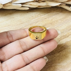 New Arrival Geometric <b>Tiger</b> <b>Eye</b> <b>Ring</b> Minimalist Brass <b>Rings</b> For Men 18k Gold Plated Square Signet Jewelry For Wholesale/OEM/ODM - Product Image 2